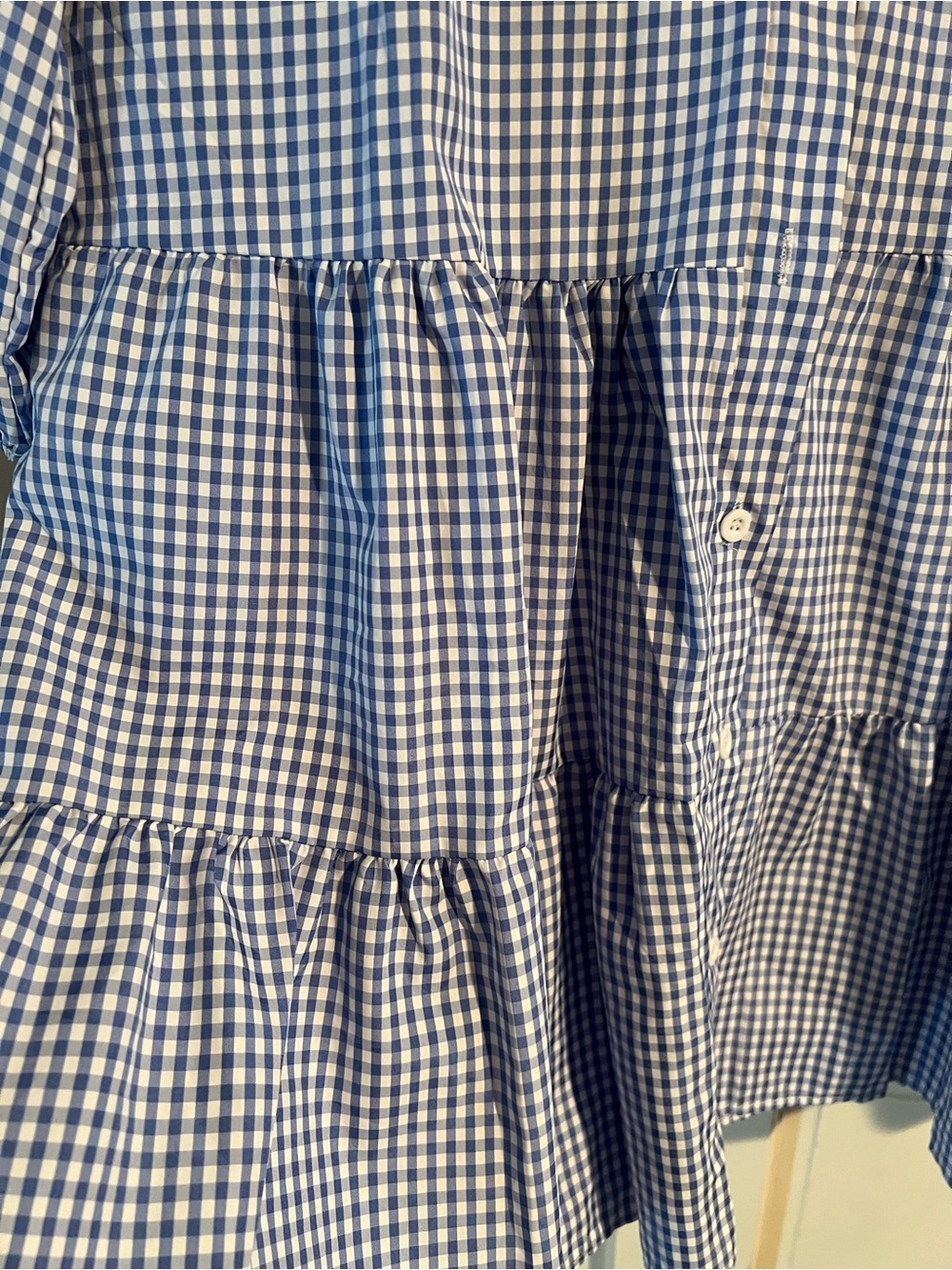 Blue and White Gingham Tiered Button Dress - Picture 5 of 5